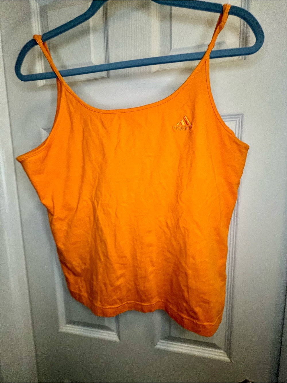 Adidas Vintage Orange Cutout Back Cami Tank Top Classic Three Stripe Y2K 2006